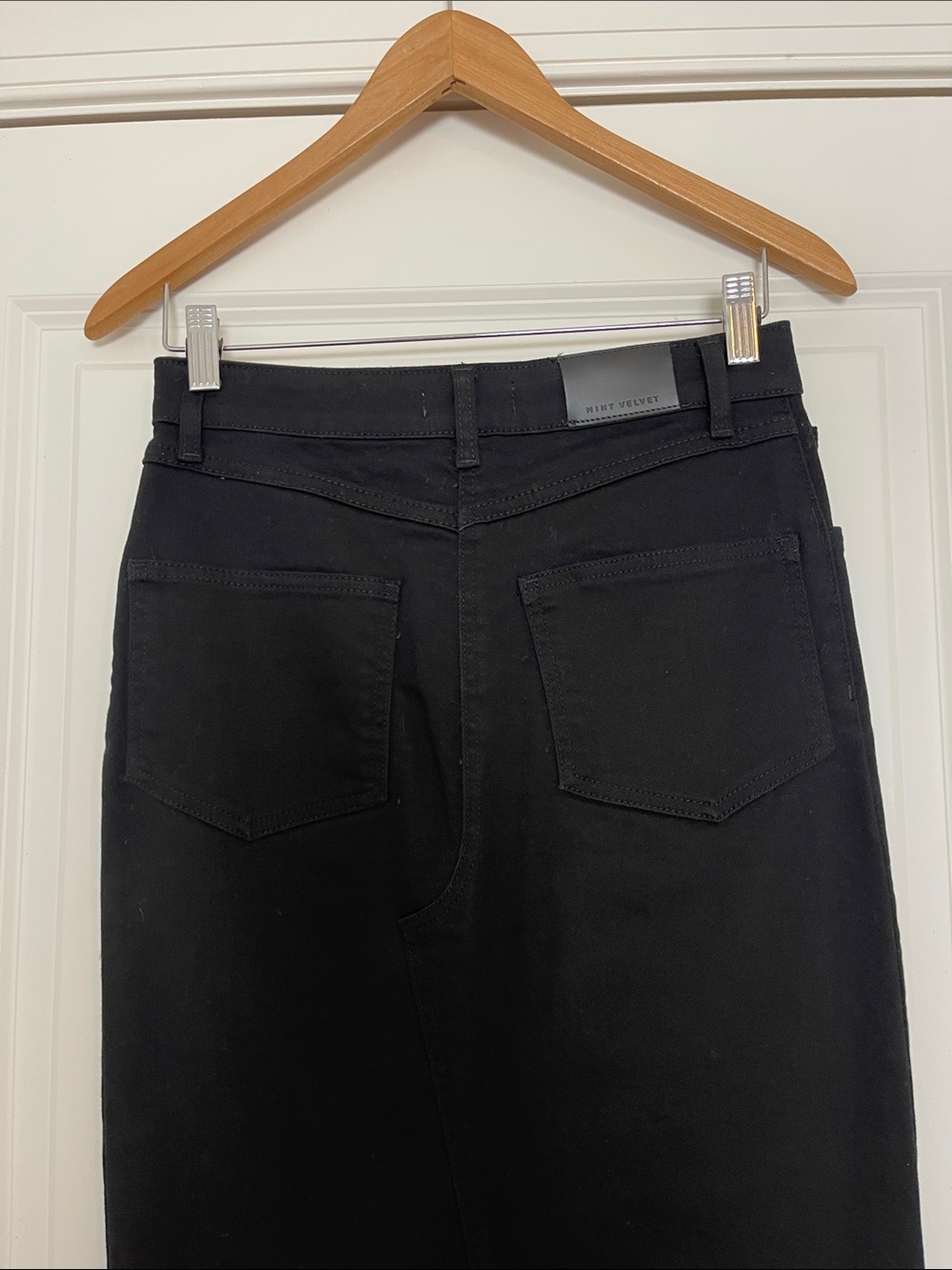 Mint Velvet Black Denim Maxi Skirt Front Slit US 4 Fall - Picture 5 of 8